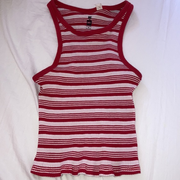 Me To We Red White Pink Stripes tank top - Picture 5 of 6